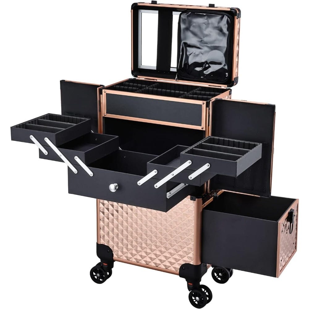 Luxury Mobile Professional Makeup Station – Extendable Compartments, Lockable with Wheels