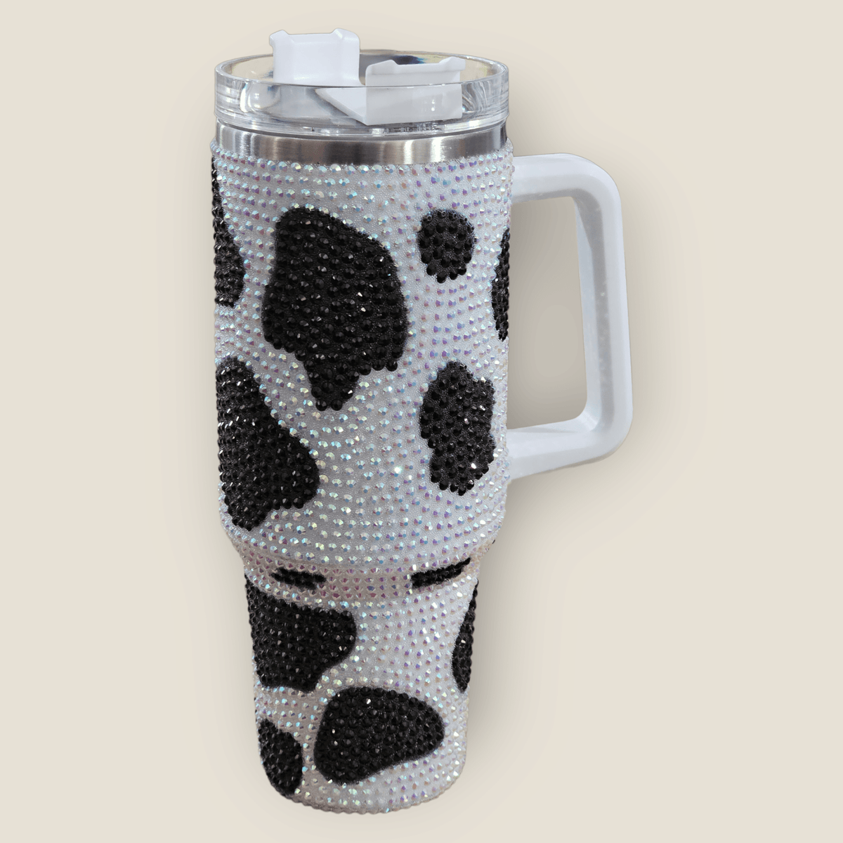 40oz Rinestone Cow Print Stainless Steel Blinged Out Tumblers