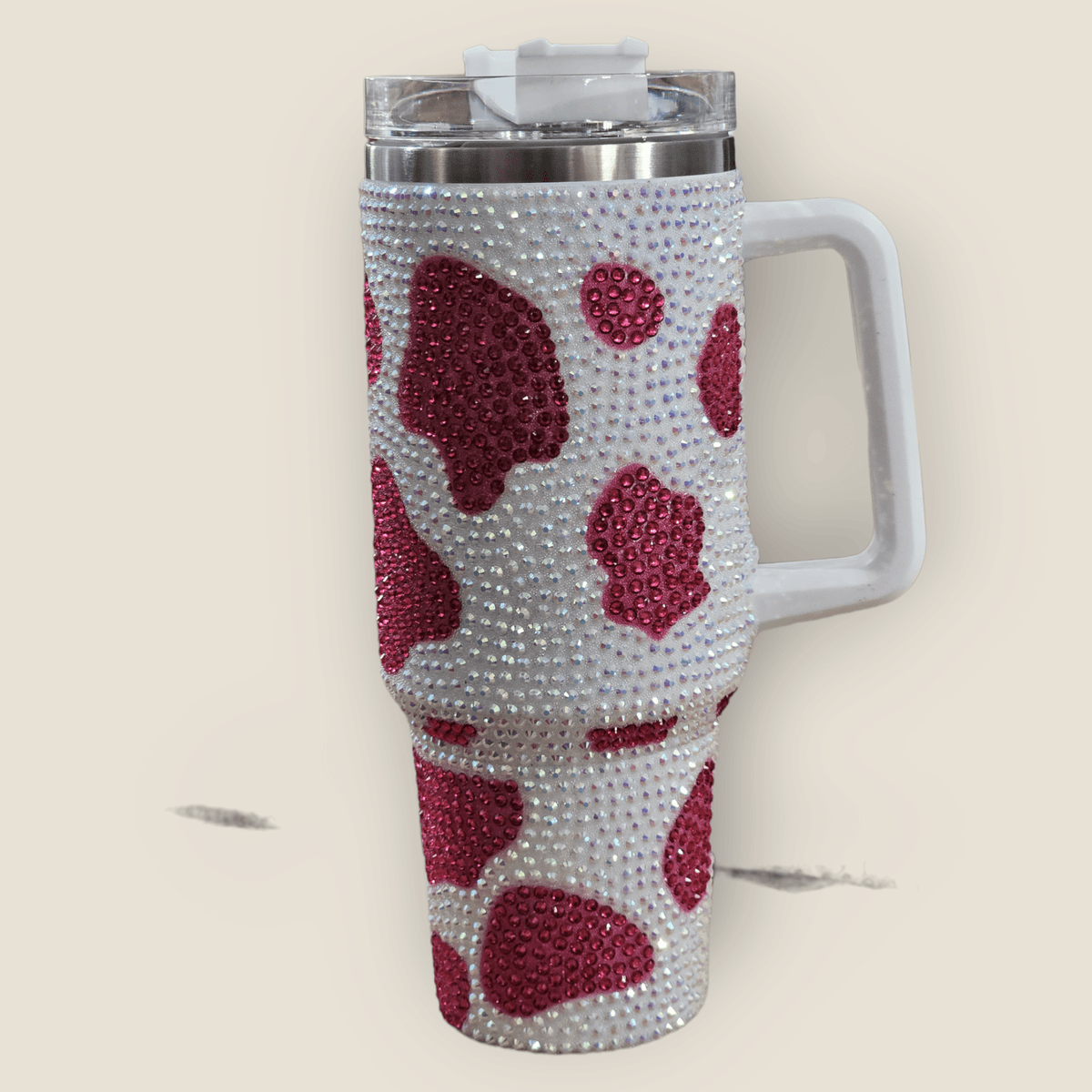 40oz Rinestone Cow Print Stainless Steel Blinged Out Tumblers